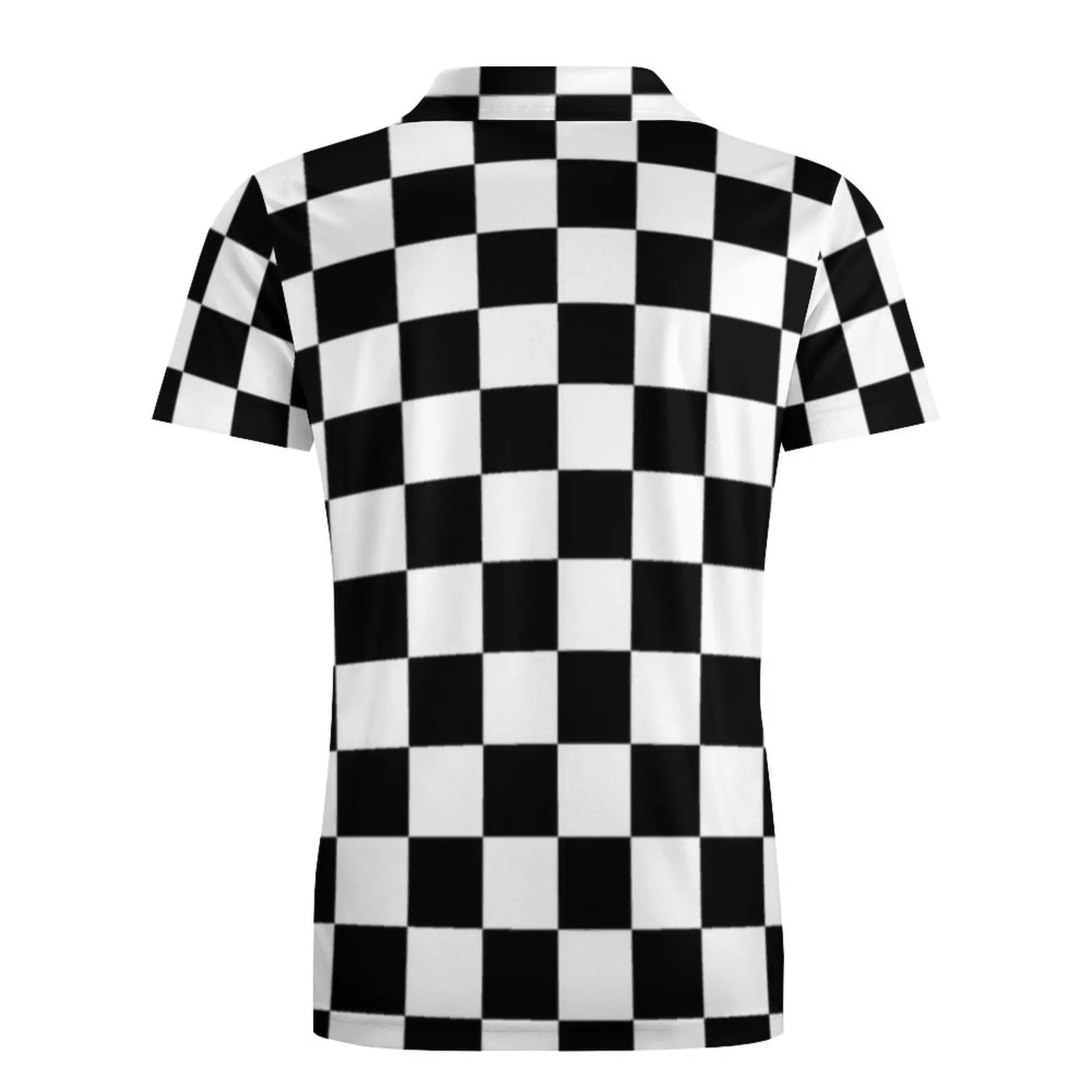 Czarna Koszulka Polo w Klatce, Klasyczna Czarno-biała Koszula w Kratę, Dżinsy, Koszula, Codzienne Śmieszne Bluzy, Męskie Koszulki Polo z Krótkim Rękawem i Kołnierzykiem Obraz 3