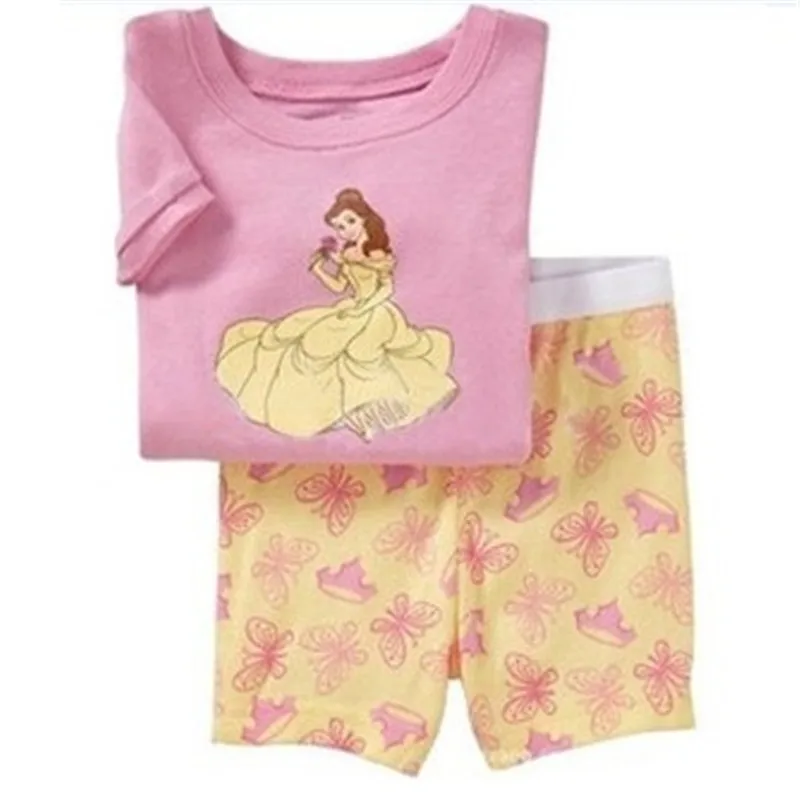 Disney Letnie Dziecięce Piżamy Zestaw T-Shirt Z Krótkim Rękawem Spodenki Mrożone Piżamy Dla Chłopców I Dziewcząt Piżamy Kreskówka Dla Dzieci Piżamy Obraz 2