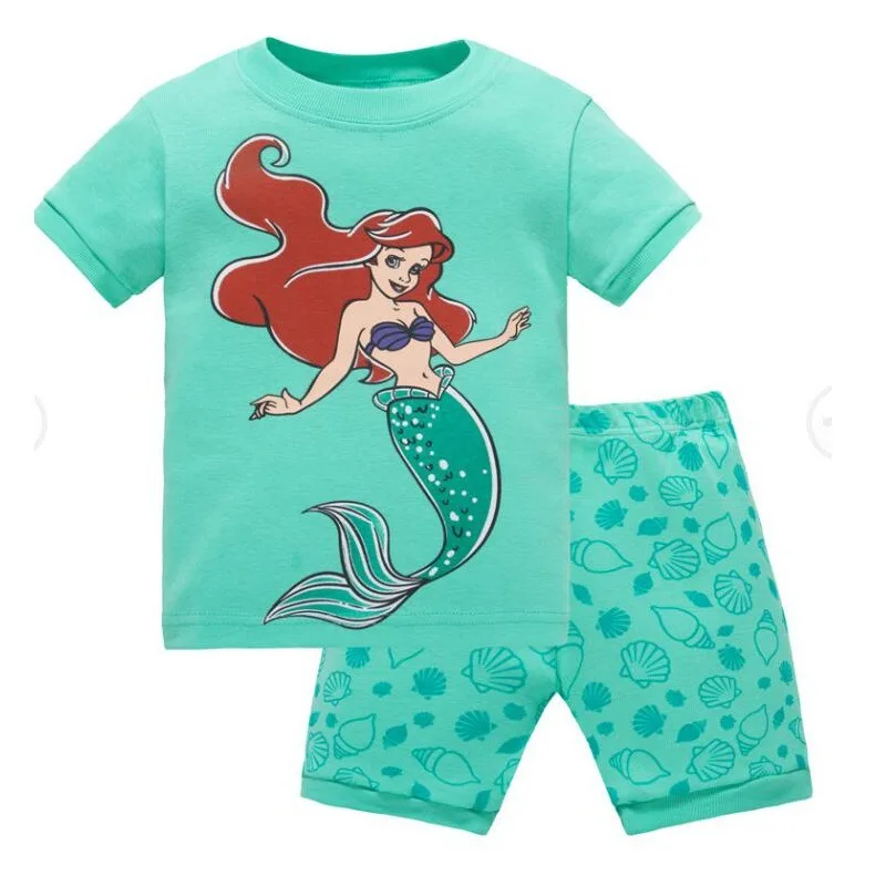 Disney Letnie Dziecięce Piżamy Zestaw T-Shirt Z Krótkim Rękawem Spodenki Mrożone Piżamy Dla Chłopców I Dziewcząt Piżamy Kreskówka Dla Dzieci Piżamy Obraz 3