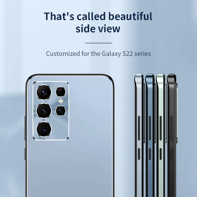 Do Oryginalnego Samsung Galaxy S22 Etui Ultra Luksusowy Metalowy obiektyw Matowa odporna na wstrząsy Zderzak miękka Tylna Pokrywa Dla S22 Ultra Obraz 3