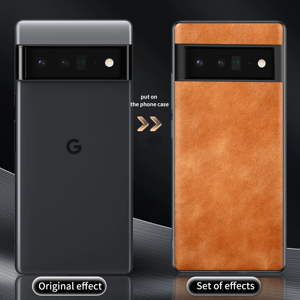 Etui do Telefonu z Naturalnej skóry Wołowej dla Google Pixel 7 6 Pro Case 6A 6 5 4 4A Pixel 5A 5G Luksusowy 360 Pełne Pokrycie Pokrowiec w kształcie Muszelki Obraz 1
