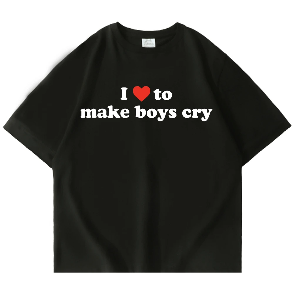 Kocham zmuszać chłopca Płakać, t-Shirty z word nadrukiem Dla mężczyzn i Kobiet, t-Shirt ze 100% bawełny, z Krótkim Rękawem, Koszulka w stylu Harajuku, оверсайз Obraz 0