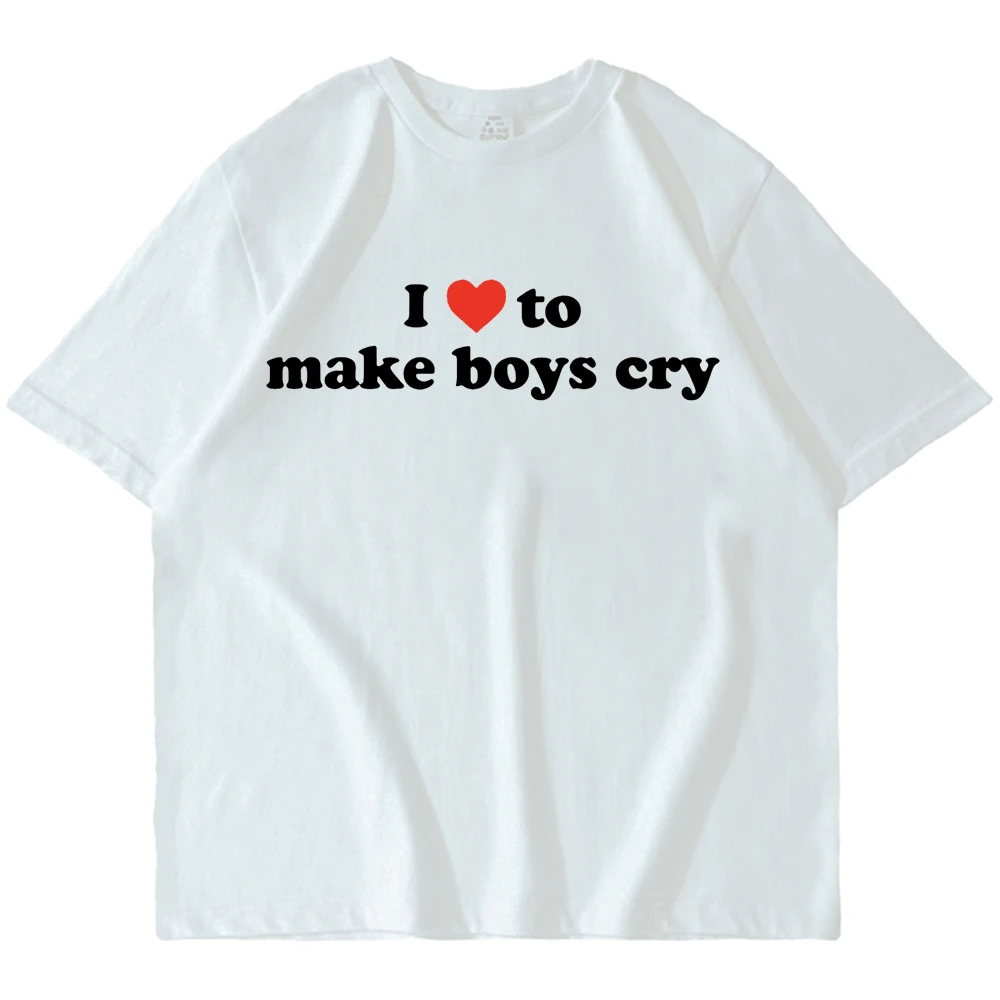 Kocham zmuszać chłopca Płakać, t-Shirty z word nadrukiem Dla mężczyzn i Kobiet, t-Shirt ze 100% bawełny, z Krótkim Rękawem, Koszulka w stylu Harajuku, оверсайз Obraz 1