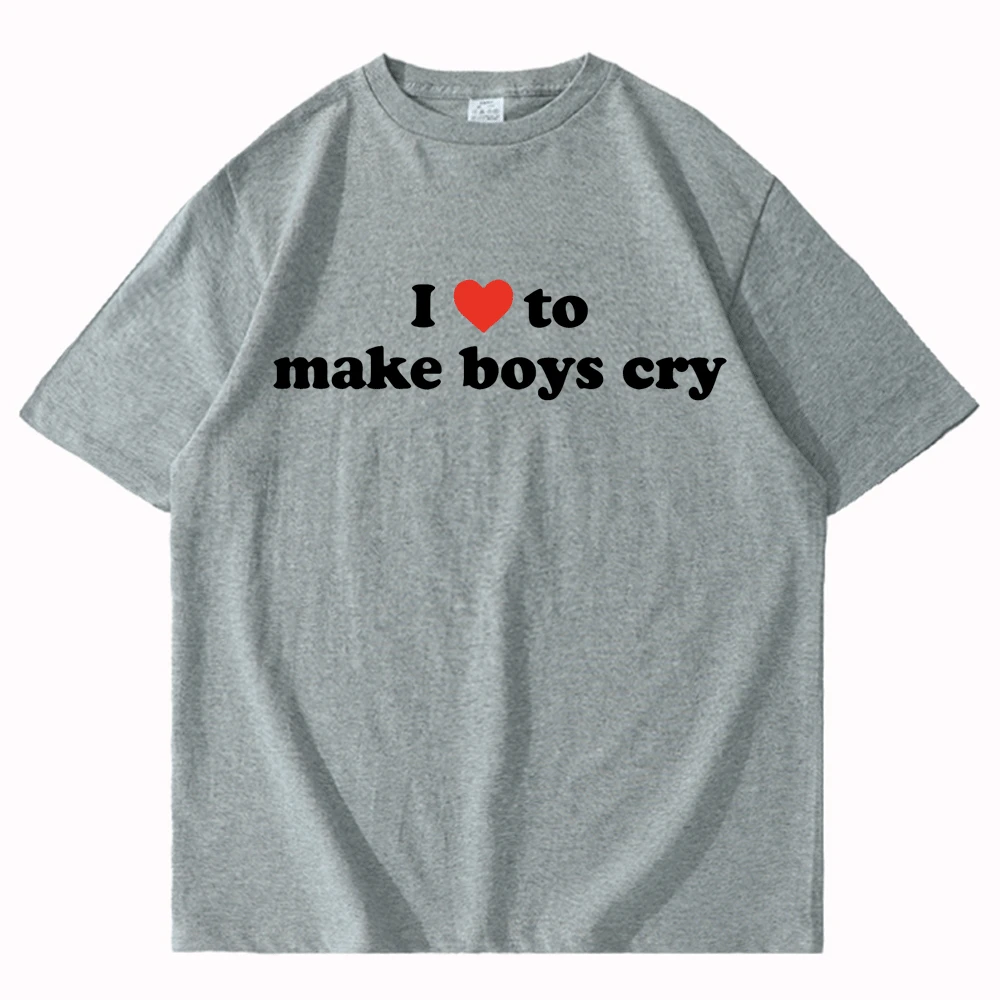 Kocham zmuszać chłopca Płakać, t-Shirty z word nadrukiem Dla mężczyzn i Kobiet, t-Shirt ze 100% bawełny, z Krótkim Rękawem, Koszulka w stylu Harajuku, оверсайз Obraz 2
