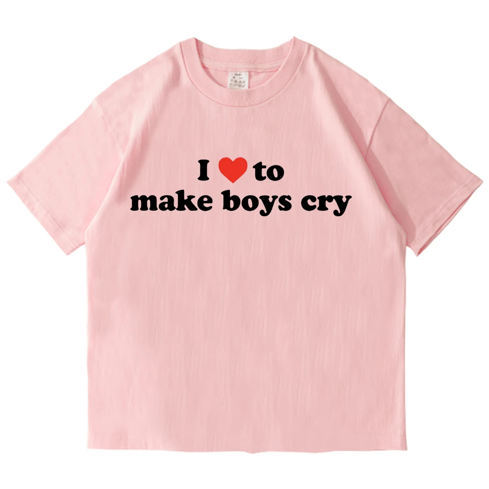 Kocham zmuszać chłopca Płakać, t-Shirty z word nadrukiem Dla mężczyzn i Kobiet, t-Shirt ze 100% bawełny, z Krótkim Rękawem, Koszulka w stylu Harajuku, оверсайз Obraz 3