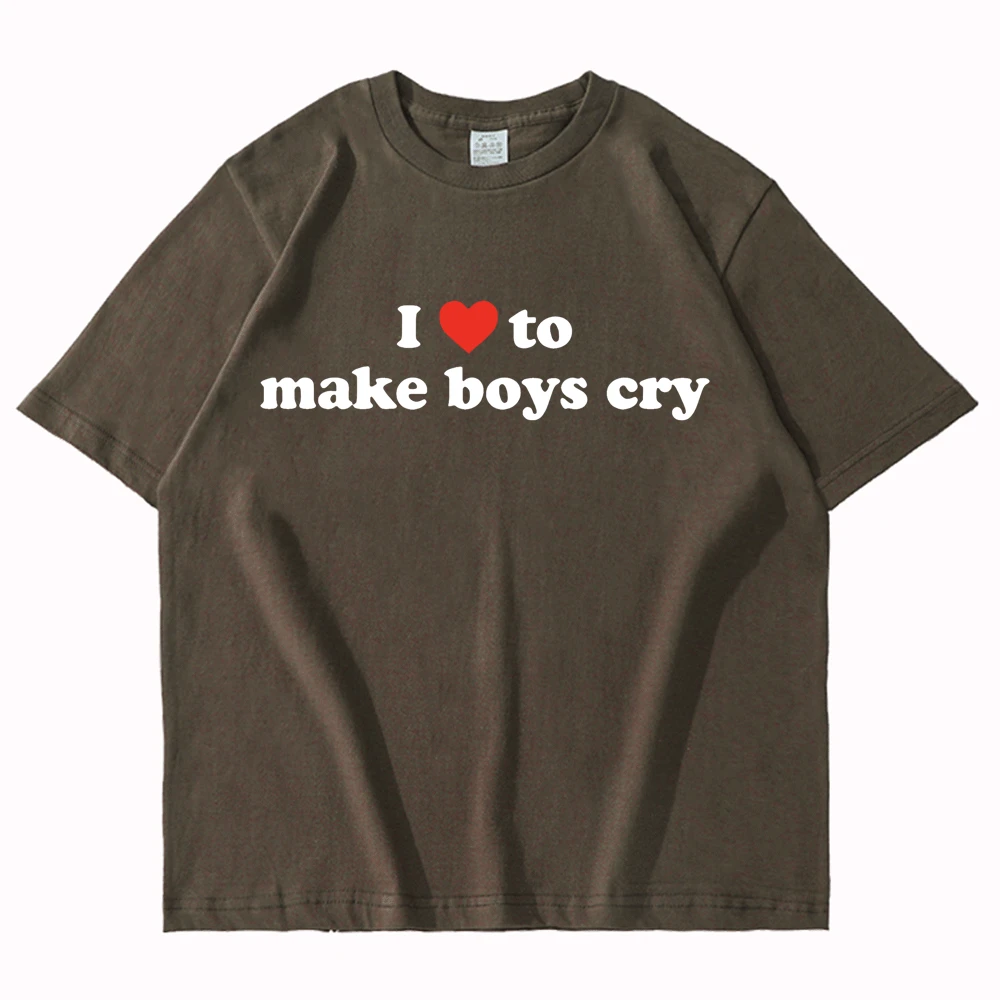 Kocham zmuszać chłopca Płakać, t-Shirty z word nadrukiem Dla mężczyzn i Kobiet, t-Shirt ze 100% bawełny, z Krótkim Rękawem, Koszulka w stylu Harajuku, оверсайз Obraz 5