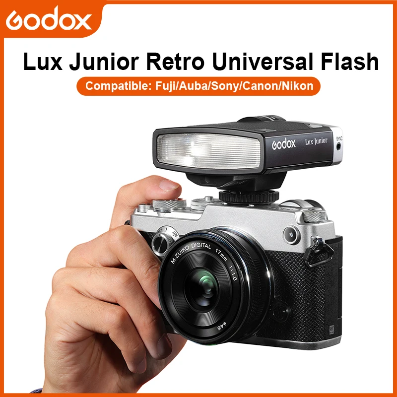 Lampa błyskowa do aparatu Godox Lux Junior GN12 6000 K ± 200 K 7 Poziomów Wyzwalania lampy błyskowej Speedlite dla aparatów Fujifilm, Canon, Nikon, Olympus, Sony Obraz 0