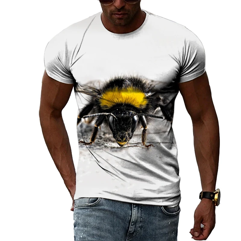 Osobowość Wesoła Pszczółka Casual 3D Harajuku Print Uliczny Hip-hop Męska i damska Letnia koszulka z Okrągłym dekoltem i krótkimi rękawami Obraz 2