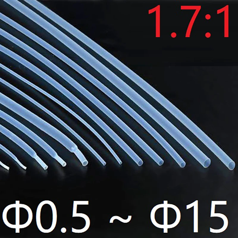Średnica 0,5 mm ~ 15 mm Termokurczliwe rury z PTFE 1,7: 1 Współczynnik skurczu 260 stopni.C Wysokotemperaturowa Rura 600V RoHS Przezroczyste Obraz 0
